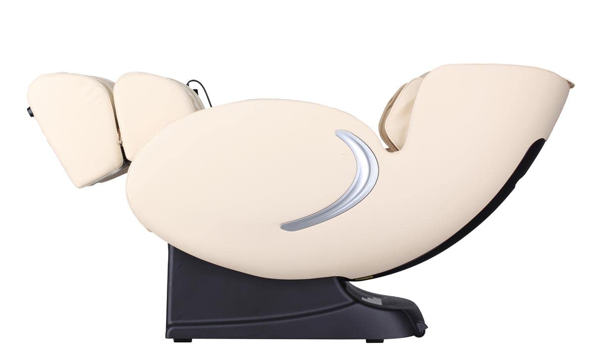Luxus Shiatsu Massagesessel F5000 Zero Gravity Leder cremeweiß, mit Rollentechnik, Heizung, Armmassage, moderner TV-Ledersessel.