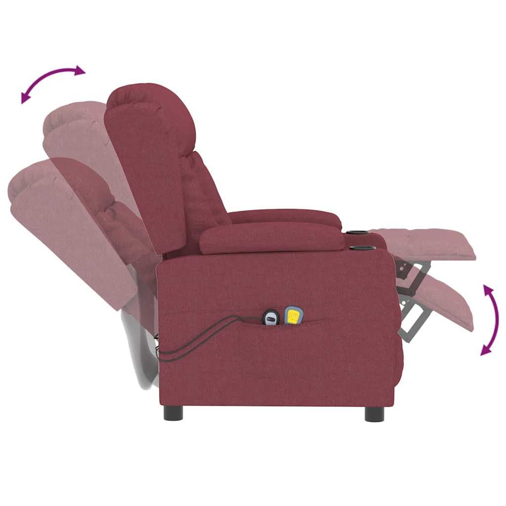 vidaXL Massagesessel Elektrisch Weinrot Stoff