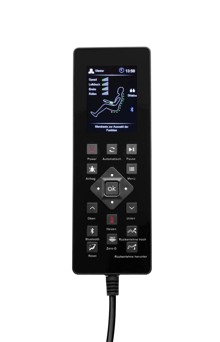 Luxus Shiatsu Massagesessel F5000 Zero Gravity Leder cremeweiß, mit Rollentechnik, Heizung, Armmassage, moderner TV-Ledersessel.