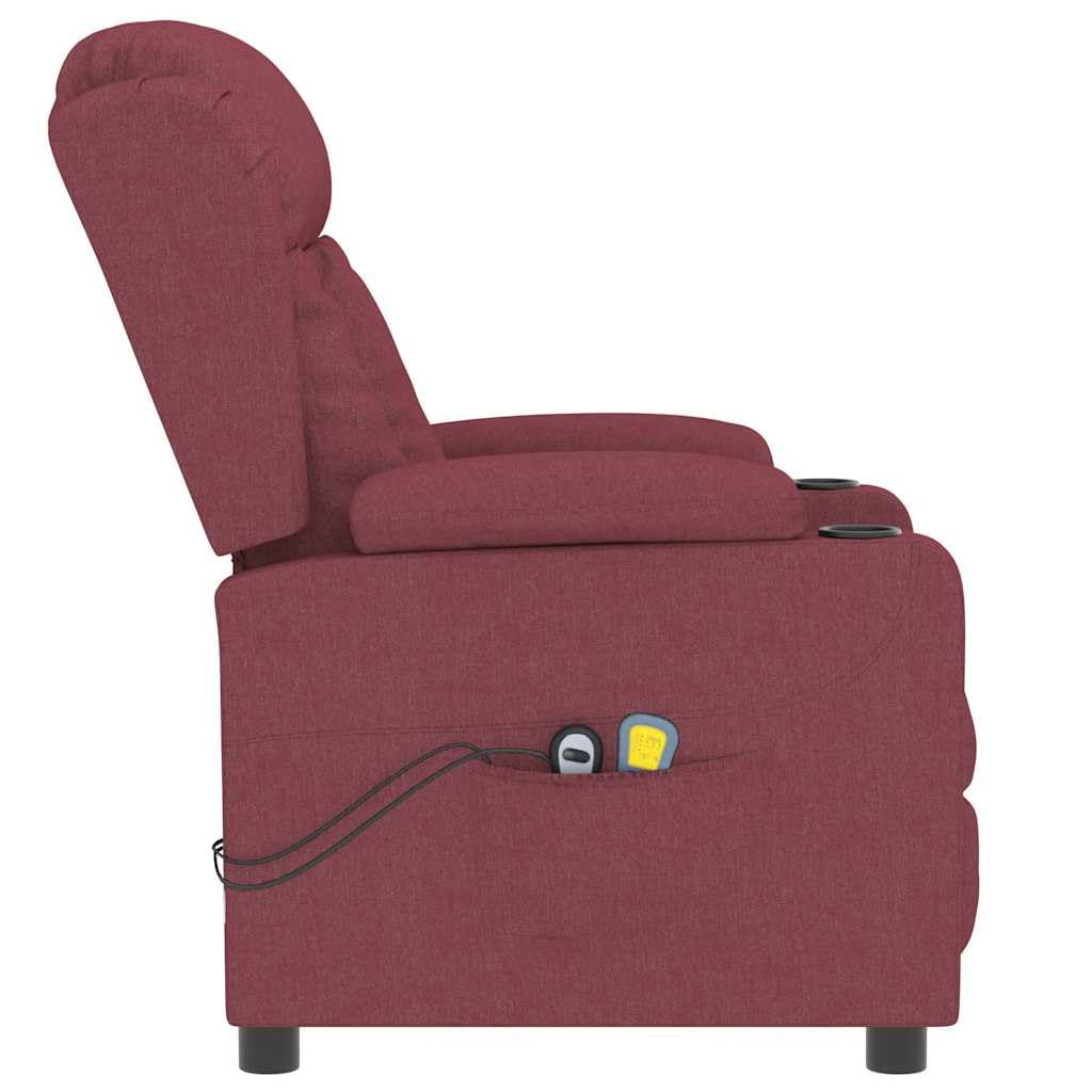 vidaXL Massagesessel Elektrisch Weinrot Stoff