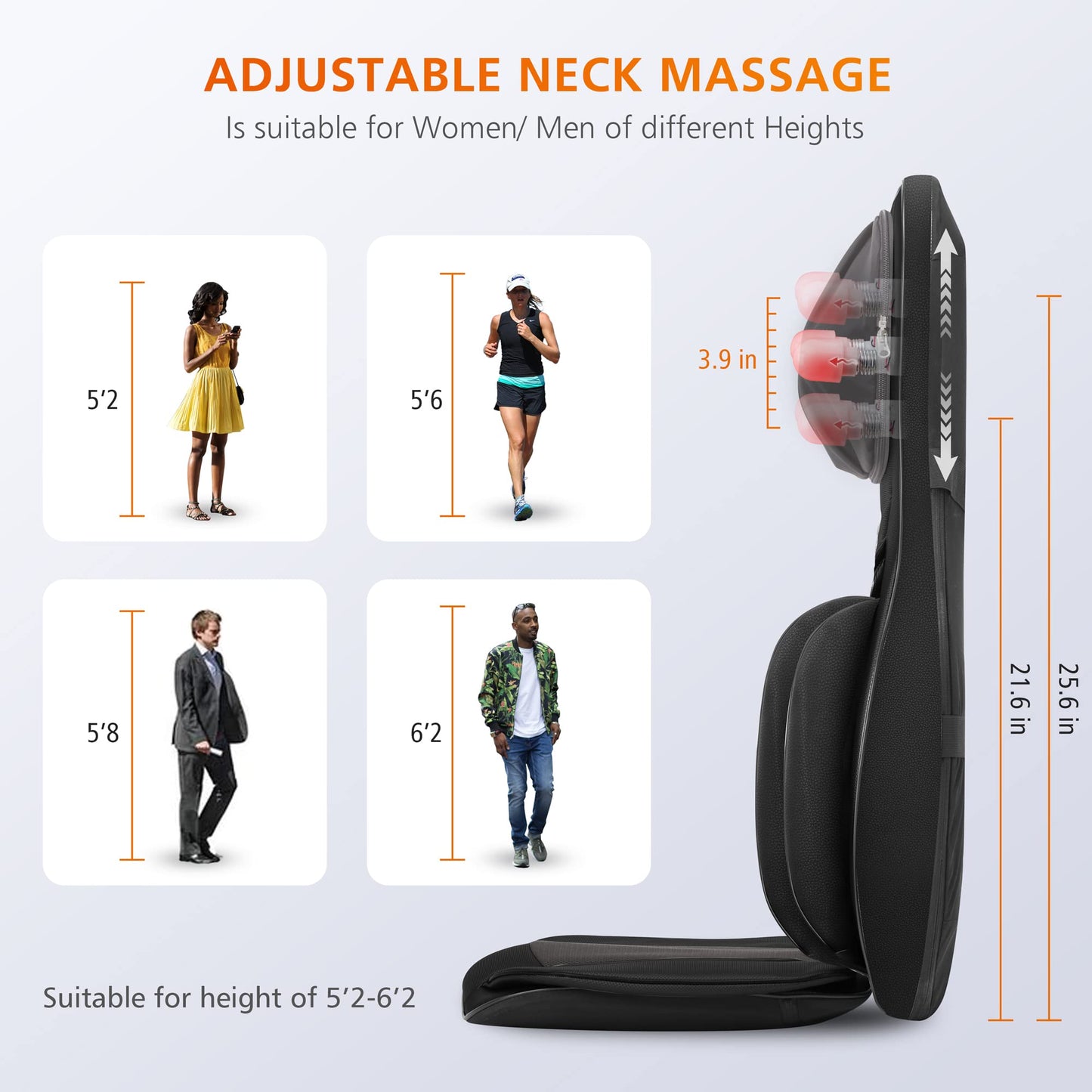Snailax Shiatsu Massagesitzauflage mit Wärme, Ganzkörpermassage, Kompression, Kneten, Vibration – elektrisch für Rücken & Nacken.