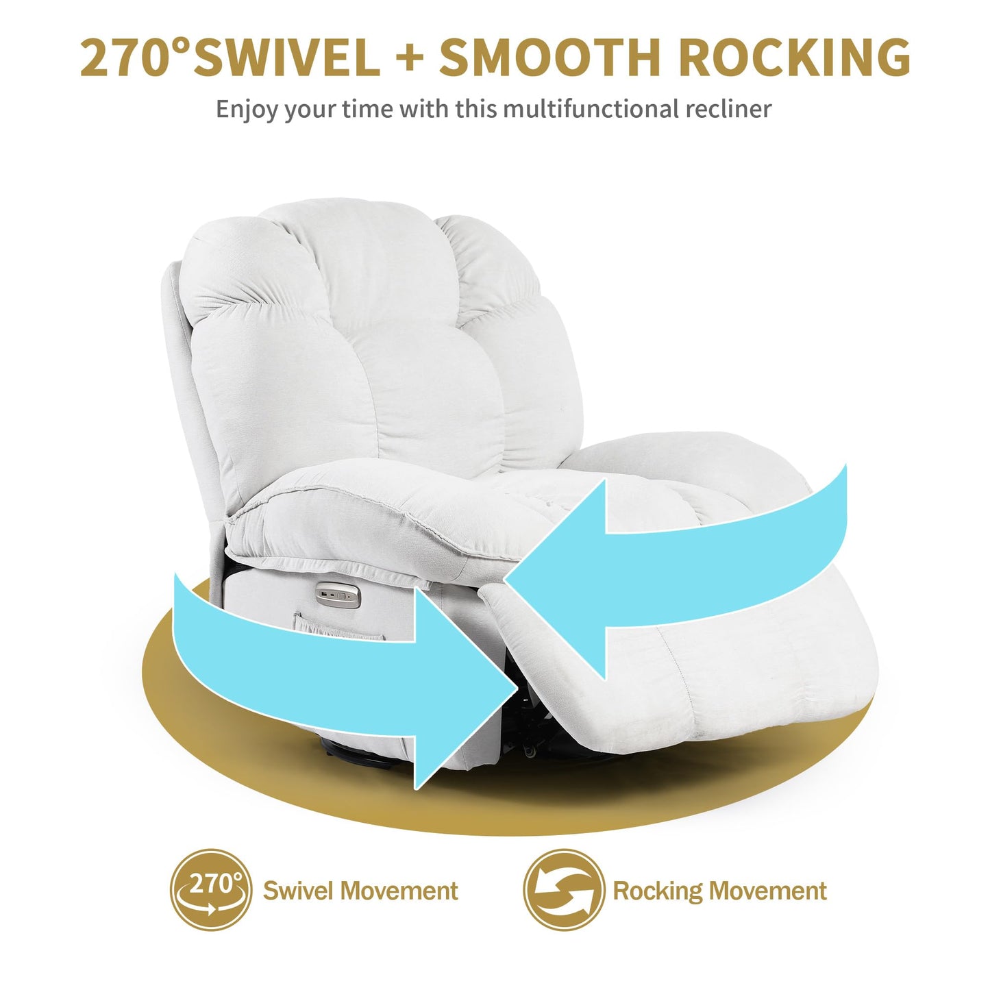 LONXIU Elektrischer Relaxsessel mit Heizung, Massage, USB, verstellbarer Rückenlehne & Fußstütze, Fernsehsessel für Wohnzimmer, Weiß.