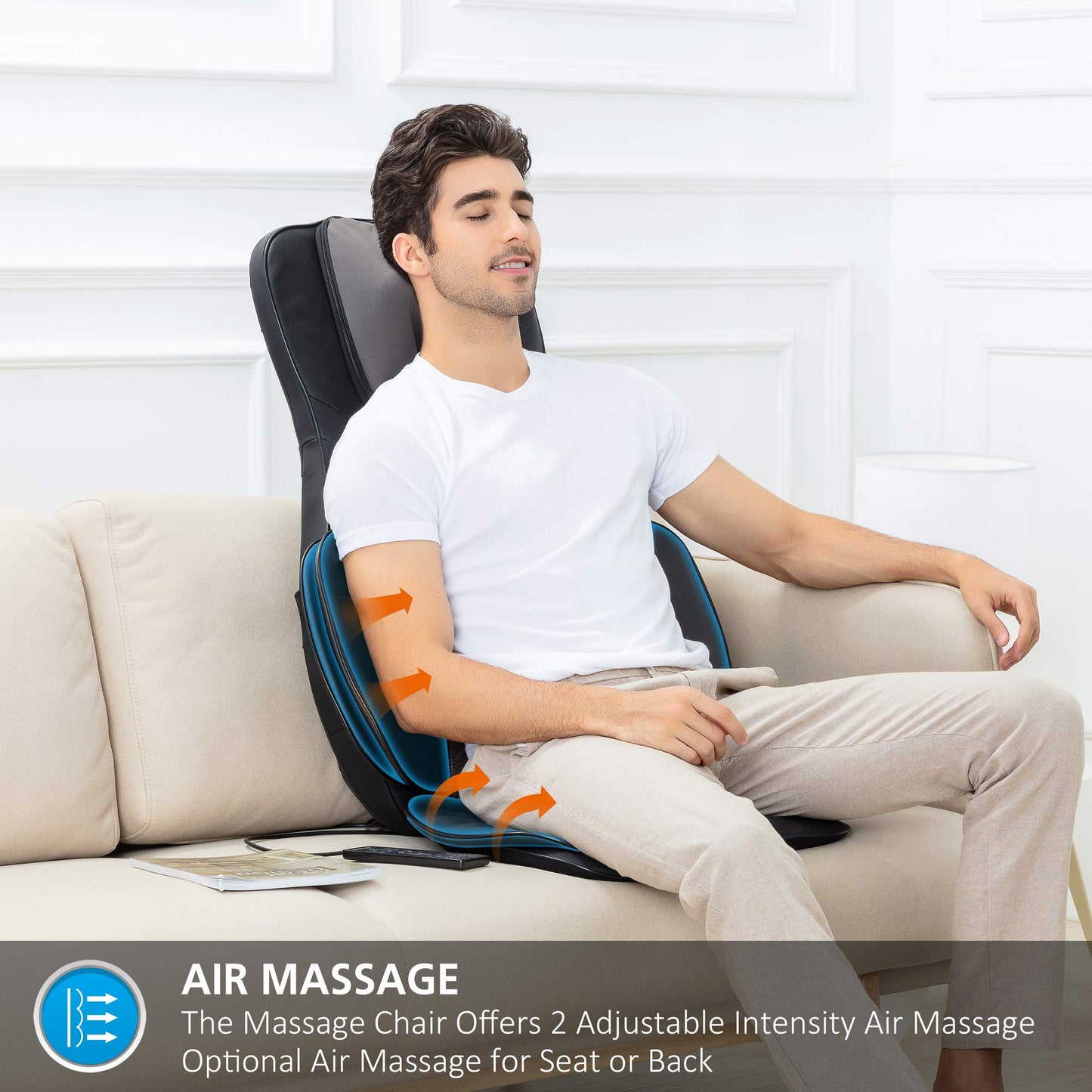 Snailax Shiatsu Massagesitzauflage mit Wärme, Ganzkörpermassage, Kompression, Kneten, Vibration – elektrisch für Rücken & Nacken.
