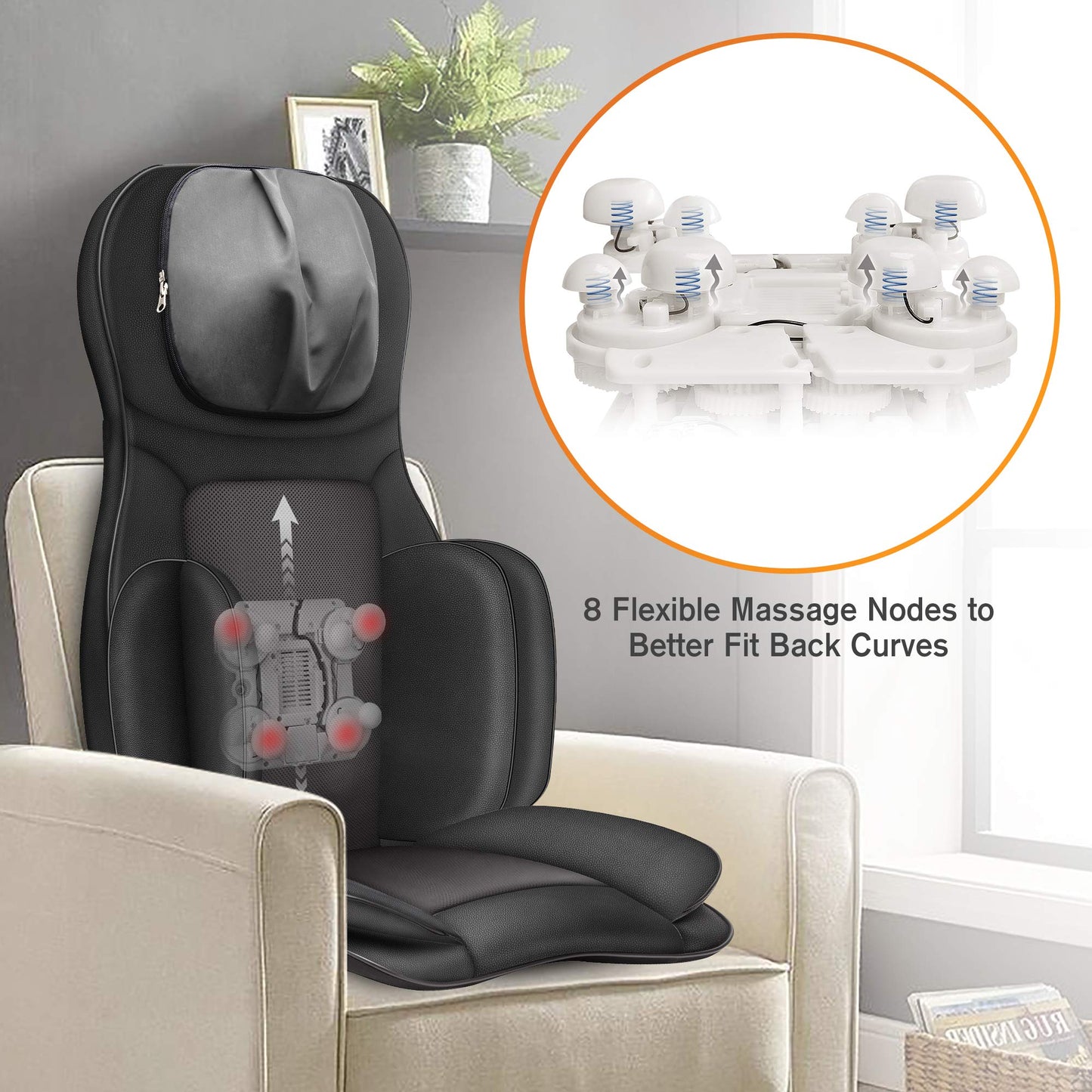 Snailax Shiatsu Massagesitzauflage mit Wärme, Ganzkörpermassage, Kompression, Kneten, Vibration – elektrisch für Rücken & Nacken.