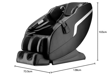 Luxus Massagesessel Konstanz Shiatsu Zero Gravity Leder schwarz, mit Heizung, Rollentechnik, Armmassage, moderner TV-Sessel.