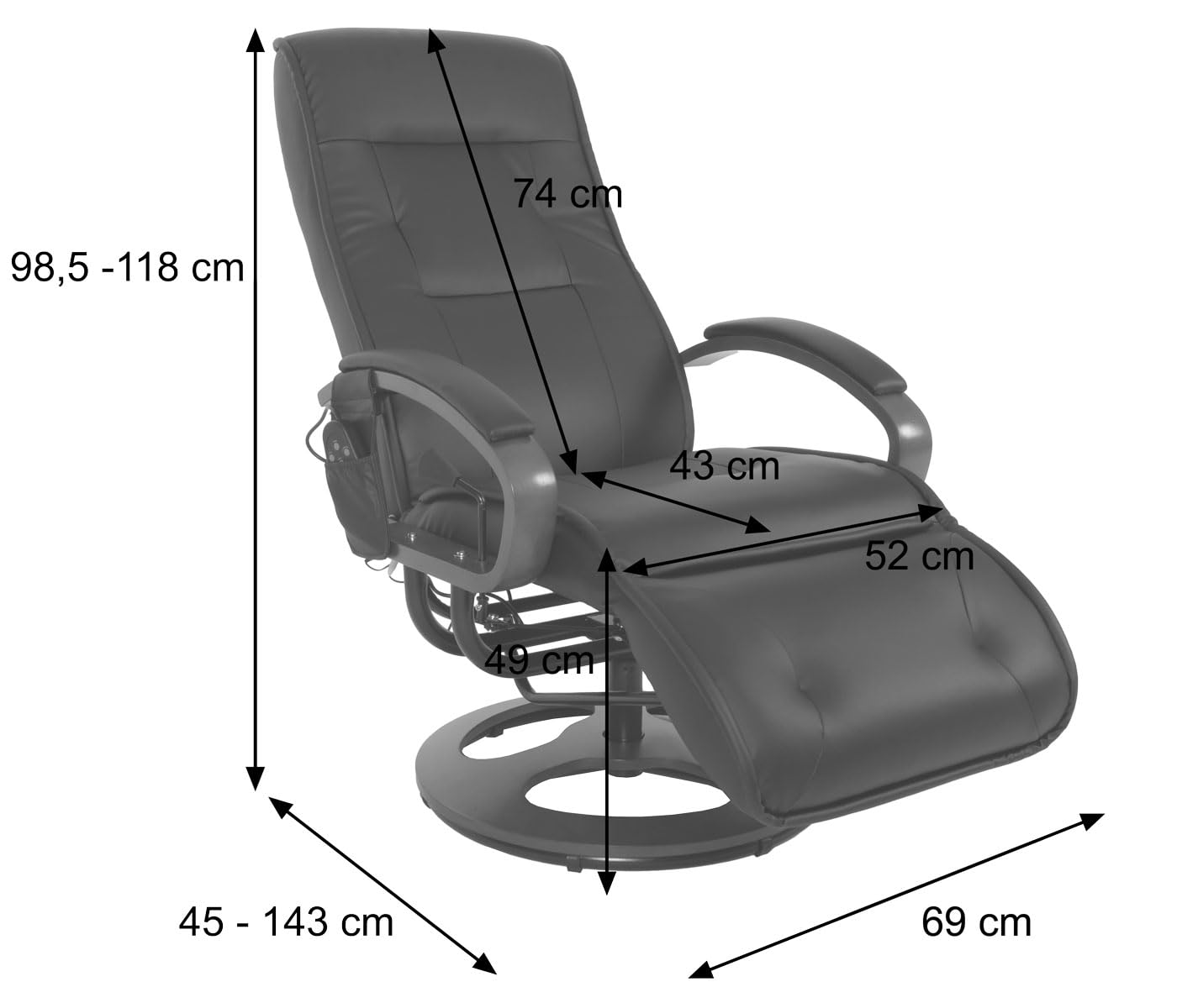 Mendler Relaxliege Arles II – Massagesessel aus Kunstleder mit Vibrationsmassage, Farbe Coffee, moderner bequemer Relaxsessel.
