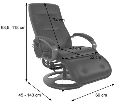 Mendler Relaxliege Arles II – Massagesessel aus Kunstleder mit Vibrationsmassage, Farbe Coffee, moderner bequemer Relaxsessel.