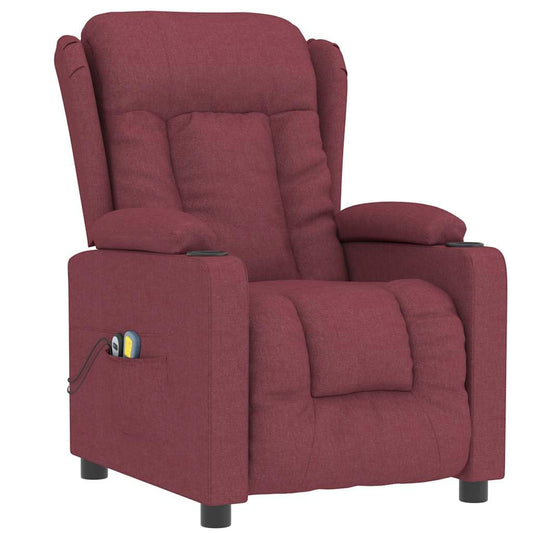 vidaXL Massagesessel Elektrisch Weinrot Stoff