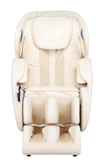 Luxus Shiatsu Massagesessel F5000 Zero Gravity Leder cremeweiß, mit Rollentechnik, Heizung, Armmassage, moderner TV-Ledersessel.