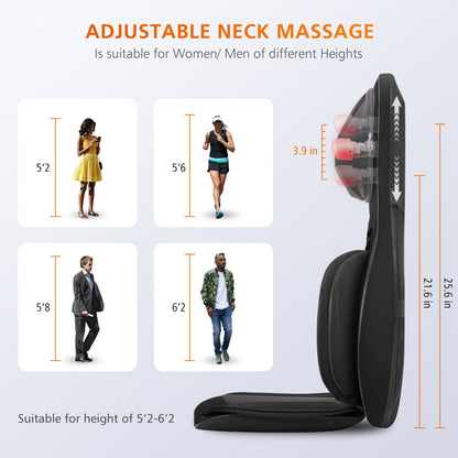 Snailax Shiatsu Massagesitzauflage mit Wärme, Ganzkörpermassage, Kompression, Kneten, Vibration – elektrisch für Rücken & Nacken.