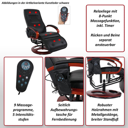 Mendler Relaxliege Arles II – Massagesessel aus Kunstleder mit Vibrationsmassage, Farbe Coffee, moderner bequemer Relaxsessel.