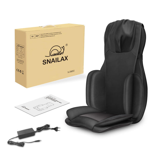 Snailax Shiatsu Massagesitzauflage mit Wärme, Ganzkörpermassage, Kompression, Kneten, Vibration – elektrisch für Rücken & Nacken.