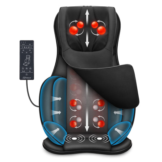 Snailax Shiatsu Massagesitzauflage mit Wärme, Ganzkörpermassage, Kompression, Kneten, Vibration – elektrisch für Rücken & Nacken.
