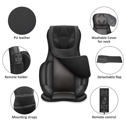 Snailax Shiatsu Massagesitzauflage mit Wärme, Ganzkörpermassage, Kompression, Kneten, Vibration – elektrisch für Rücken & Nacken.